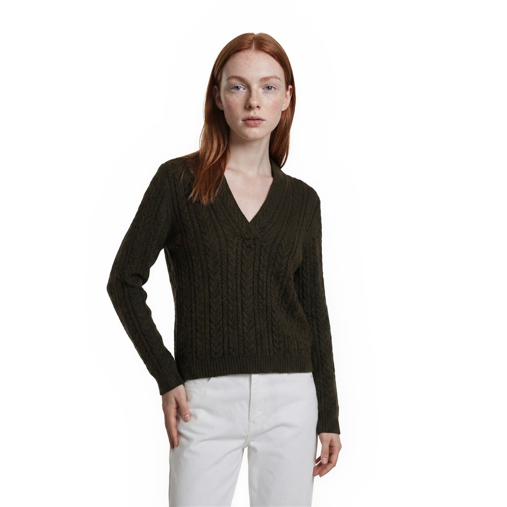 Lauren‎ Ralph Lauren Cable Knot Sweater Women's Size Medium Olive Green Cotton